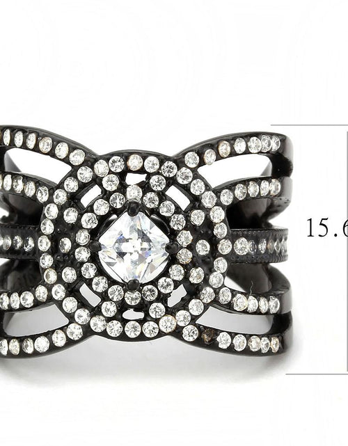 Load image into Gallery viewer, DA363 - IP Black(Ion Plating) Stainless Steel Ring with AAA Grade CZ