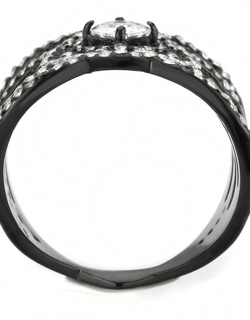 Load image into Gallery viewer, DA363 - IP Black(Ion Plating) Stainless Steel Ring with AAA Grade CZ