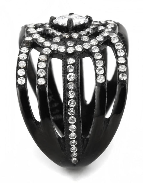 Load image into Gallery viewer, DA363 - IP Black(Ion Plating) Stainless Steel Ring with AAA Grade CZ