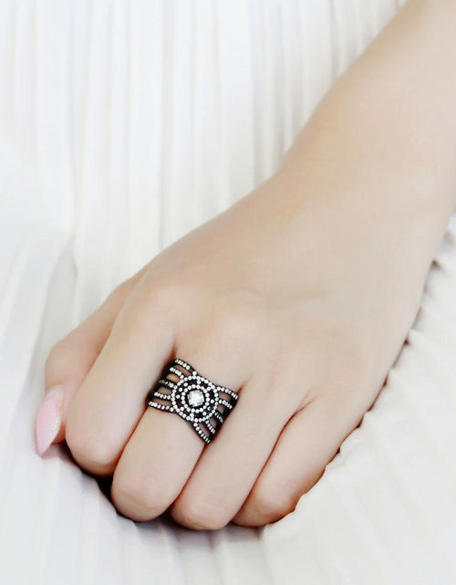 Load image into Gallery viewer, DA363 - IP Black(Ion Plating) Stainless Steel Ring with AAA Grade CZ