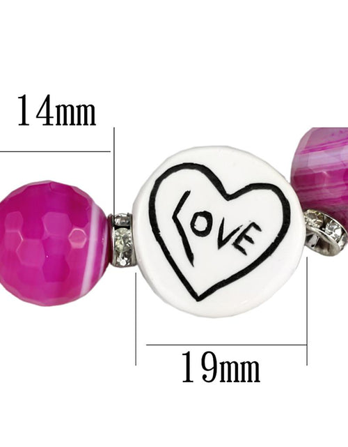 Load image into Gallery viewer, LO3789 - Antique Silver Brass Bracelet with Synthetic Onyx in Fuchsia