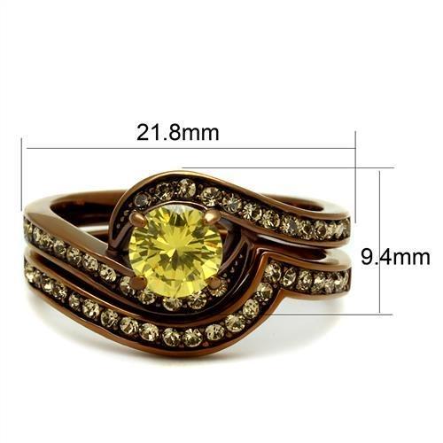 Load image into Gallery viewer, TK2959 - IP Coffee light Stainless Steel Ring with AAA Grade CZ  in