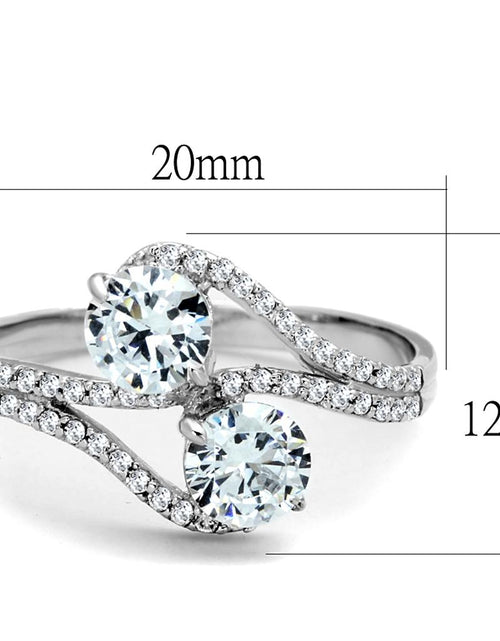 Load image into Gallery viewer, TS187 - Rhodium 925 Sterling Silver Ring with AAA Grade CZ  in Clear