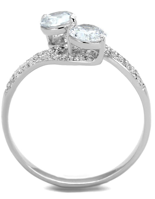 Load image into Gallery viewer, TS187 - Rhodium 925 Sterling Silver Ring with AAA Grade CZ  in Clear