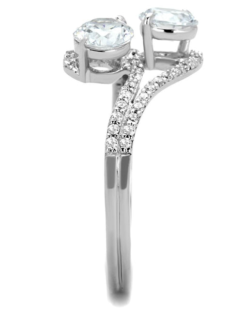 Load image into Gallery viewer, TS187 - Rhodium 925 Sterling Silver Ring with AAA Grade CZ  in Clear