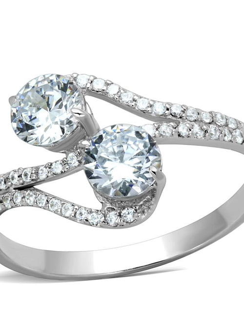 Load image into Gallery viewer, TS187 - Rhodium 925 Sterling Silver Ring with AAA Grade CZ  in Clear