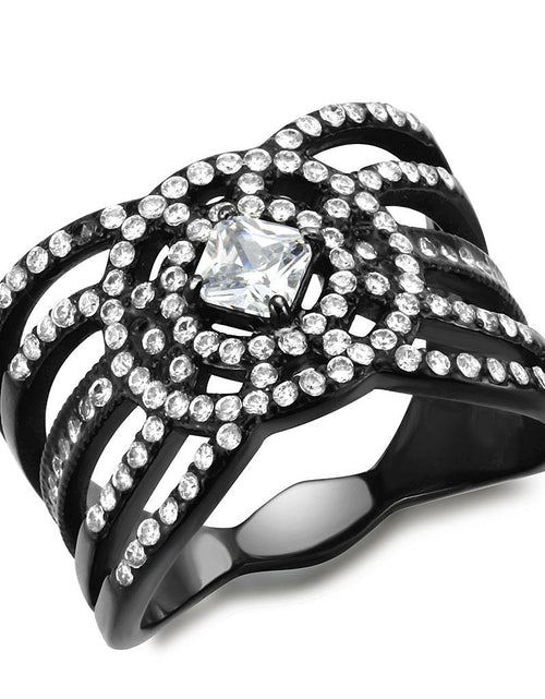 Load image into Gallery viewer, DA363 - IP Black(Ion Plating) Stainless Steel Ring with AAA Grade CZ