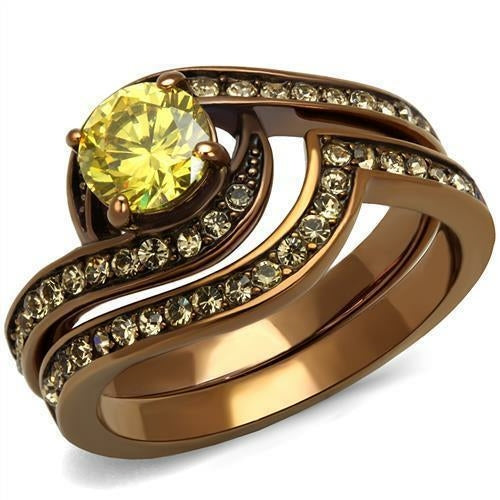 Load image into Gallery viewer, TK2959 - IP Coffee light Stainless Steel Ring with AAA Grade CZ  in
