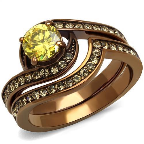 Load image into Gallery viewer, TK2959 - IP Coffee light Stainless Steel Ring with AAA Grade CZ  in