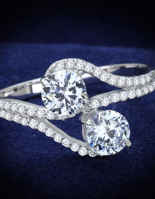 Load image into Gallery viewer, TS187 - Rhodium 925 Sterling Silver Ring with AAA Grade CZ  in Clear