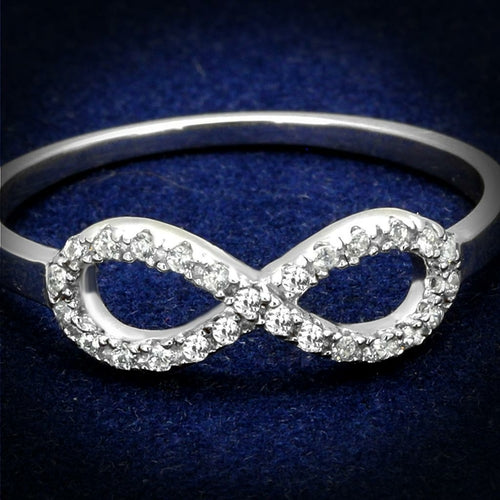 Load image into Gallery viewer, TS487 - Rhodium 925 Sterling Silver Ring with AAA Grade CZ  in Clear