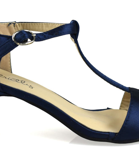 Open Toe Satin Sandal Navy