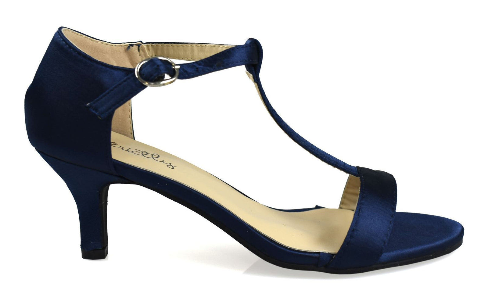 Open Toe Satin Sandal Navy