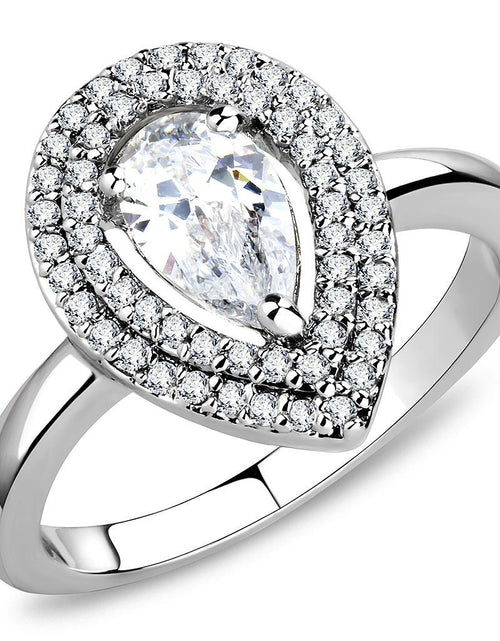 Load image into Gallery viewer, 3W1453 - Rhodium Brass Ring with AAA Grade CZ  in Clear
