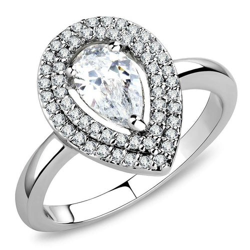 Load image into Gallery viewer, 3W1453 - Rhodium Brass Ring with AAA Grade CZ  in Clear
