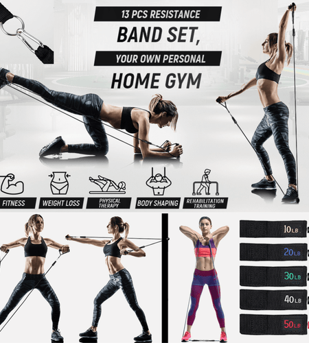 Intey 13-Pcs Resistance Band Home Workout Set