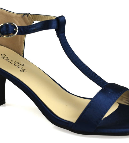 Open Toe Satin Sandal Navy