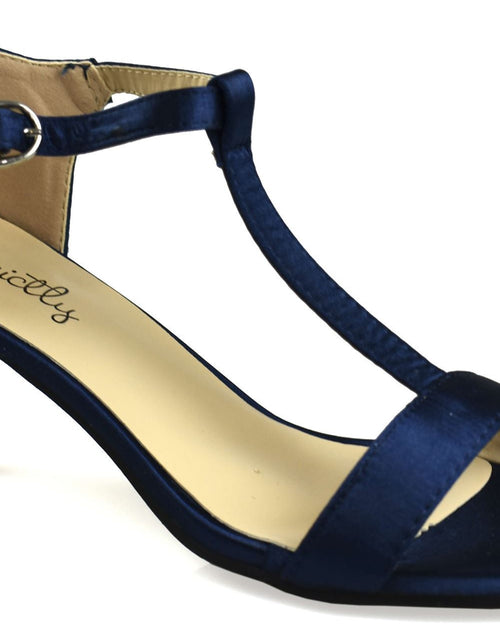 Load image into Gallery viewer, Open Toe Satin Sandal Navy
