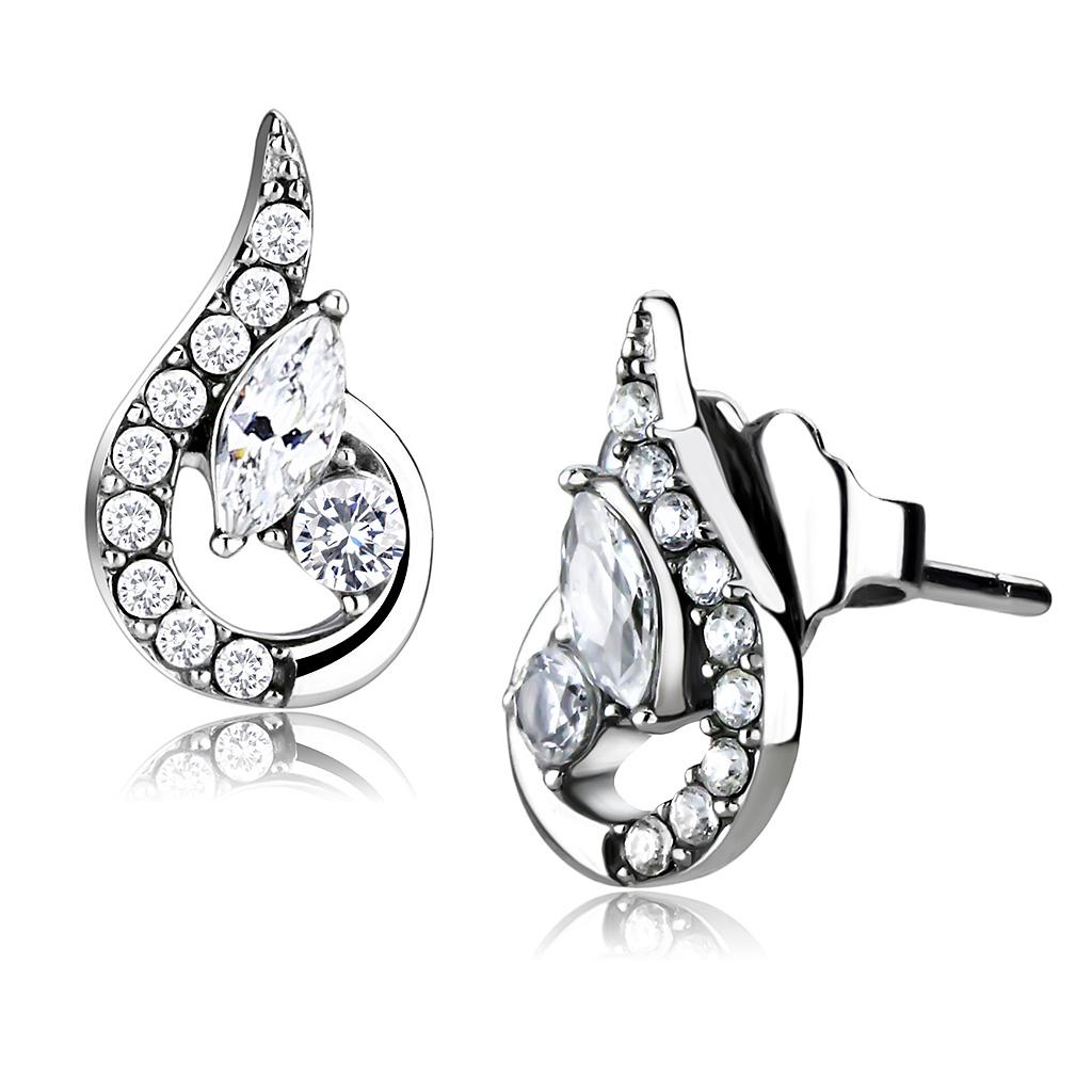 Women Stainless Steel Cubic Zirconia Earrings