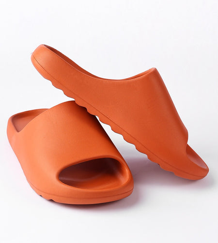 Platform Pillow Slides for Women - Orange Chunky Shower Slippers