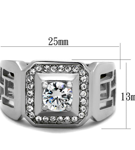 Men Stainless Steel Cubic Zirconia Rings TK2046