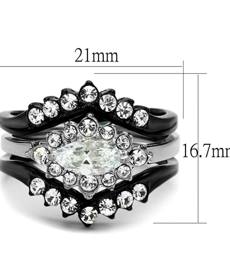 TK2188 - Two-Tone IP Black Stainless Steel Ring with AAA Grade CZ  in