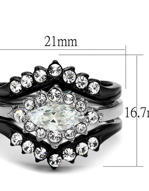 Load image into Gallery viewer, TK2188 - Two-Tone IP Black Stainless Steel Ring with AAA Grade CZ  in
