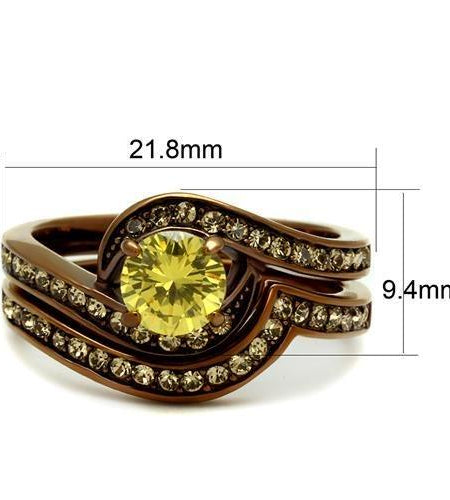 TK2959 - IP Coffee light Stainless Steel Ring with AAA Grade CZ  in