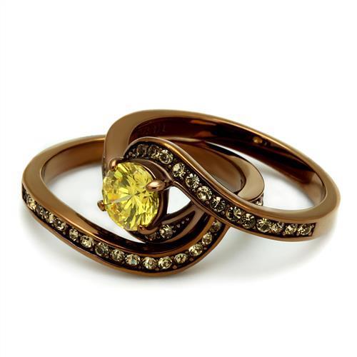 Load image into Gallery viewer, TK2959 - IP Coffee light Stainless Steel Ring with AAA Grade CZ  in
