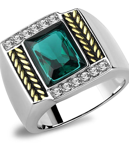 Men Stainless Steel Synthetic Glass Rings TK3295