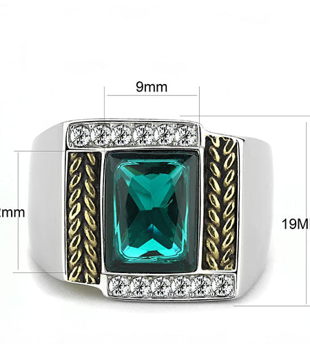 Men Stainless Steel Synthetic Glass Rings TK3295