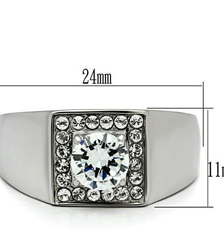 Men Stainless Steel Cubic Zirconia Rings TK483
