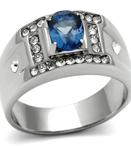 Men Stainless Steel Synthetic Glass Rings TK497