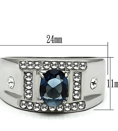 Men Stainless Steel Synthetic Glass Rings TK497