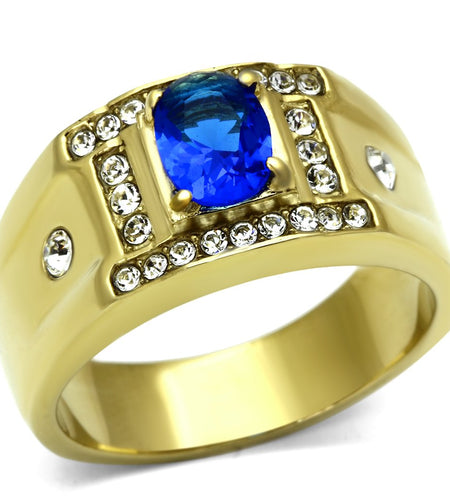 Men Stainless Steel Synthetic Glass Rings TK715