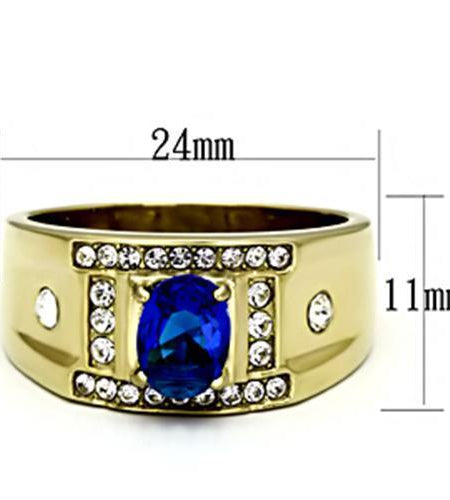 Men Stainless Steel Synthetic Glass Rings TK715