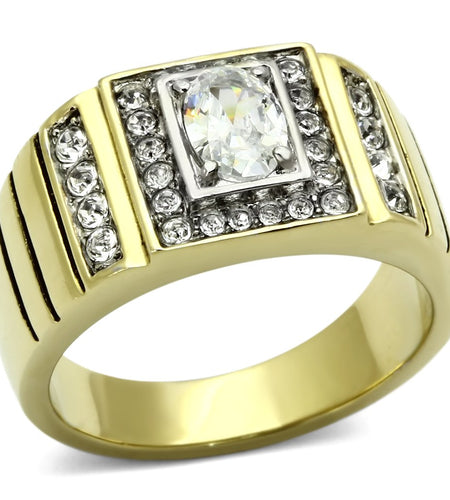 Men Stainless Steel Cubic Zirconia Rings TK755