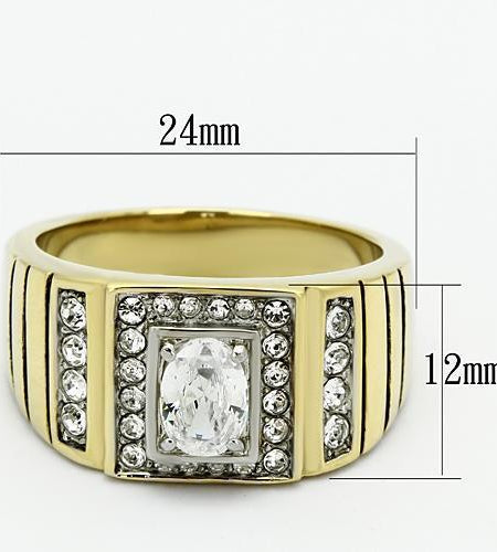 Men Stainless Steel Cubic Zirconia Rings TK755