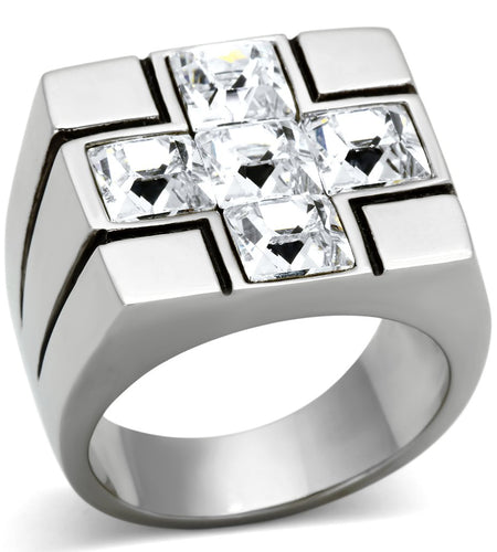 Men Stainless Steel Synthetic Crystal Rings TK919