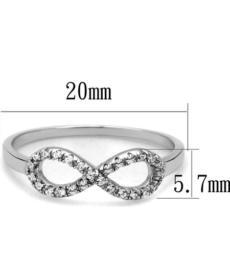 TS487 - Rhodium 925 Sterling Silver Ring with AAA Grade CZ  in Clear