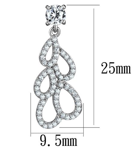 TS496 - Rhodium 925 Sterling Silver Earrings with AAA Grade CZ  in