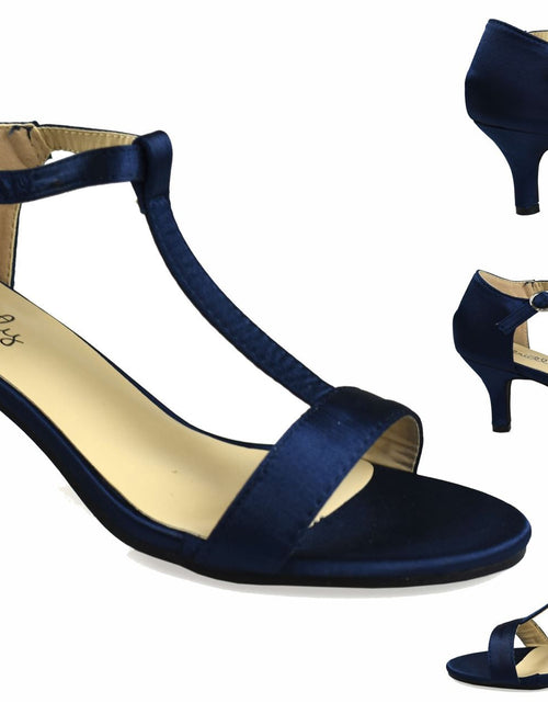 Load image into Gallery viewer, Open Toe Satin Sandal Navy
