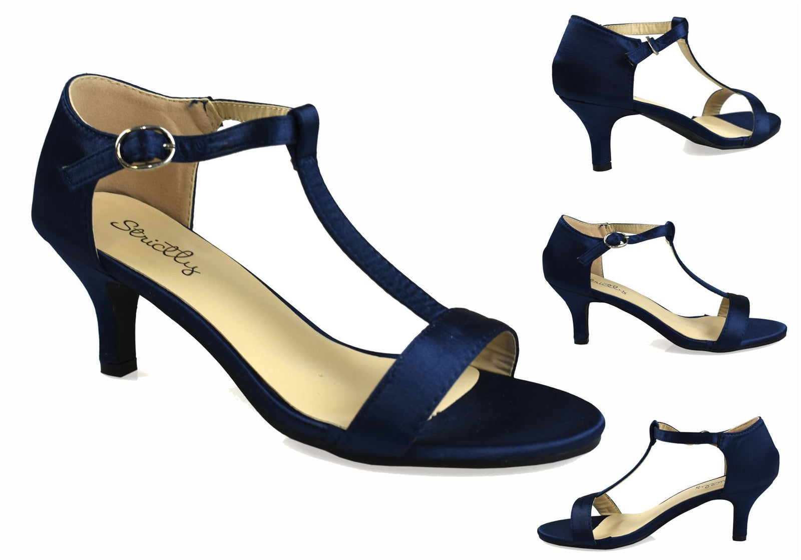 Open Toe Satin Sandal Navy