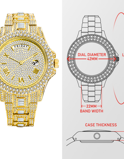 Load image into Gallery viewer, Dual Calendar Quartz Watches Luxury Full Diamond Watches For Men
