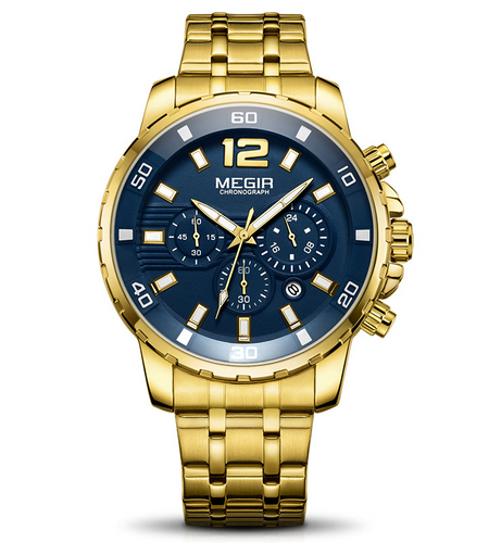 Waterproof Men's Gold Stainless Steel Quartz Watches