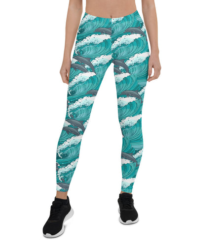 Womens Dolphin and Waves Leggings