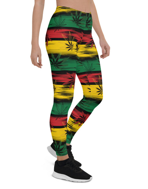 Load image into Gallery viewer, Womens Reggae and Cannabis Leggings
