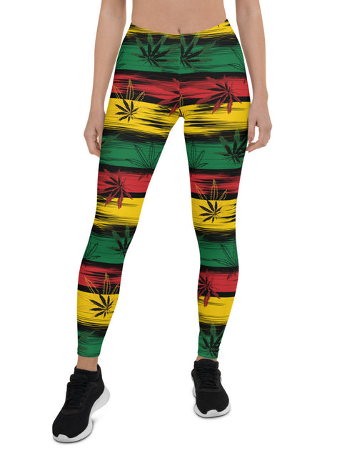 Load image into Gallery viewer, Womens Reggae and Cannabis Leggings
