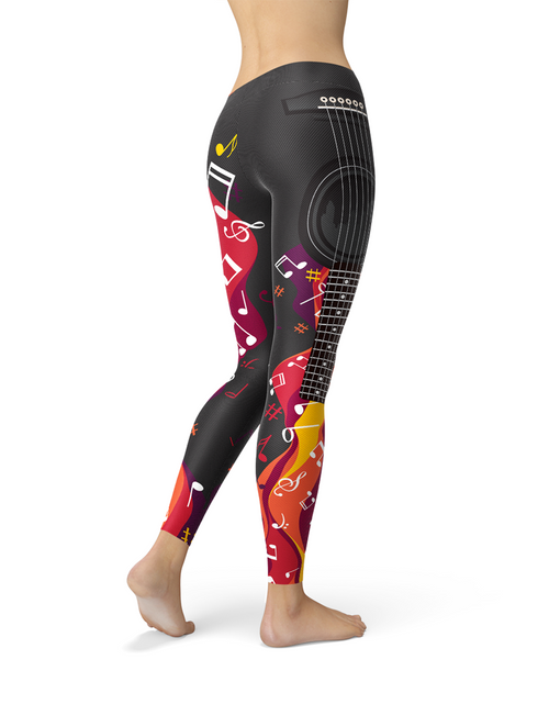 Load image into Gallery viewer, Guitar and Music Note Leggings
