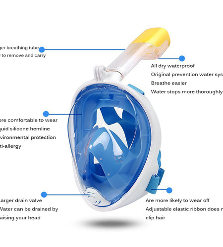 Diving Mask Scuba Mask Anti-Fog Equipment Blue